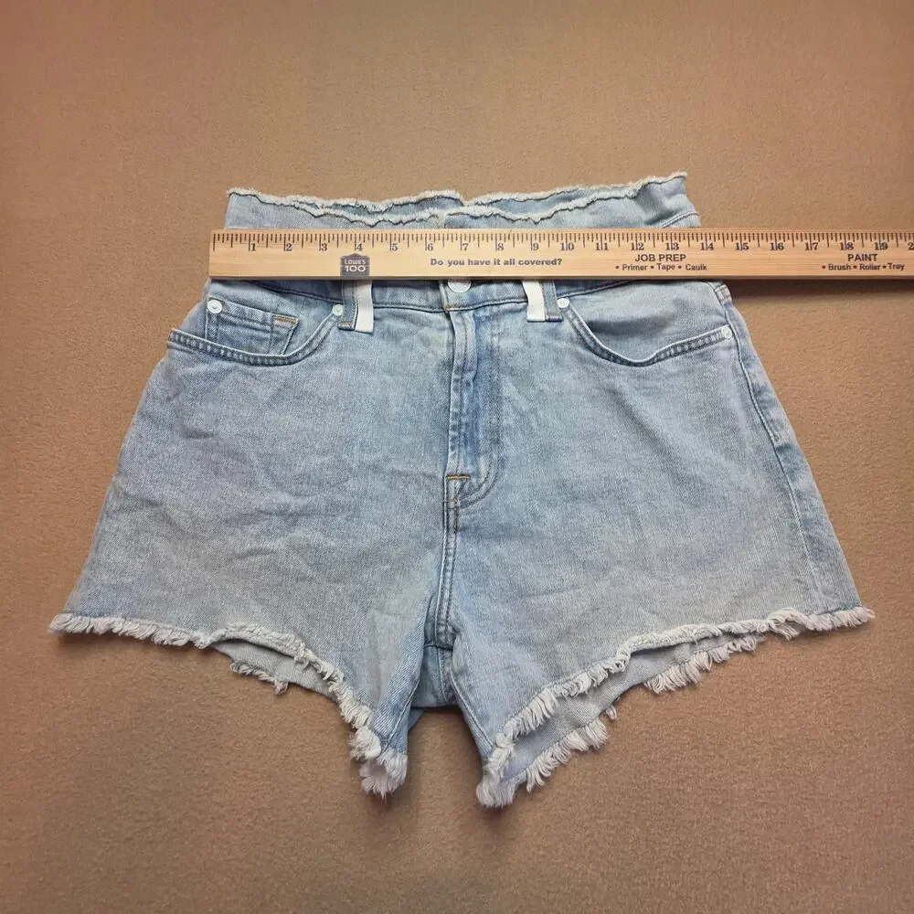 7 For All Mankind Paperbag Jean Denim Shorts Grand Street Light-Wash Sz 28